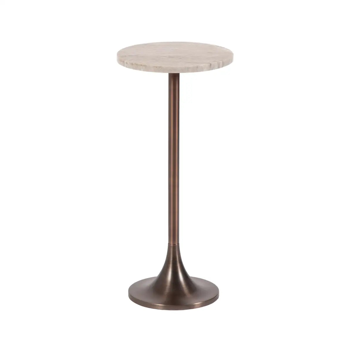 Baronet Round Marble Tulip Table or Plant Stand - Brown/Bronze / 10x10x22 - kateandlaurel