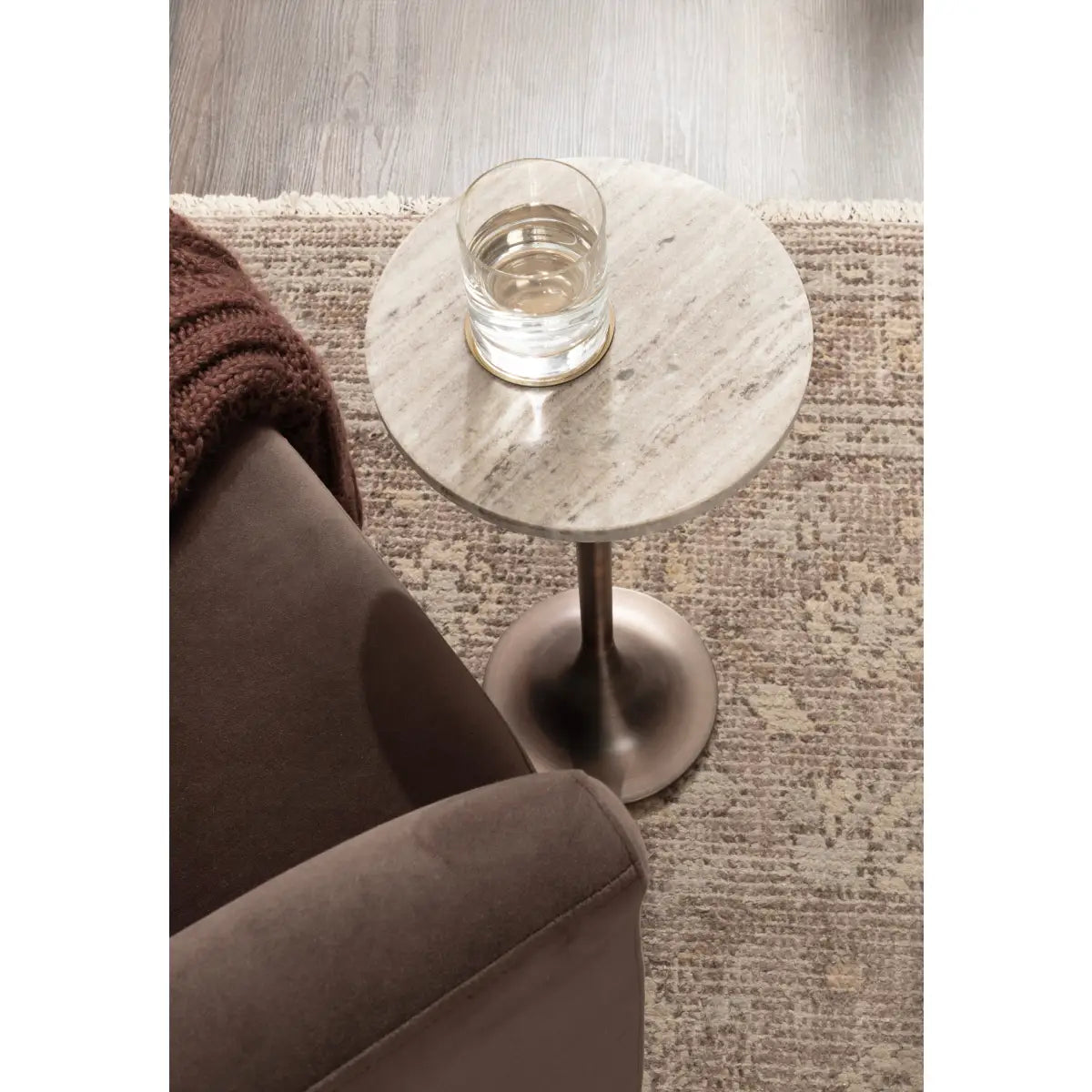 Baronet Round Marble Tulip Table or Plant Stand - kateandlaurel