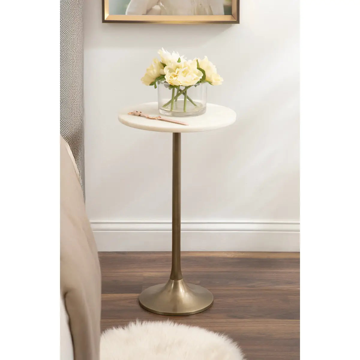 Baronet Round Marble Tulip Table or Plant Stand - kateandlaurel