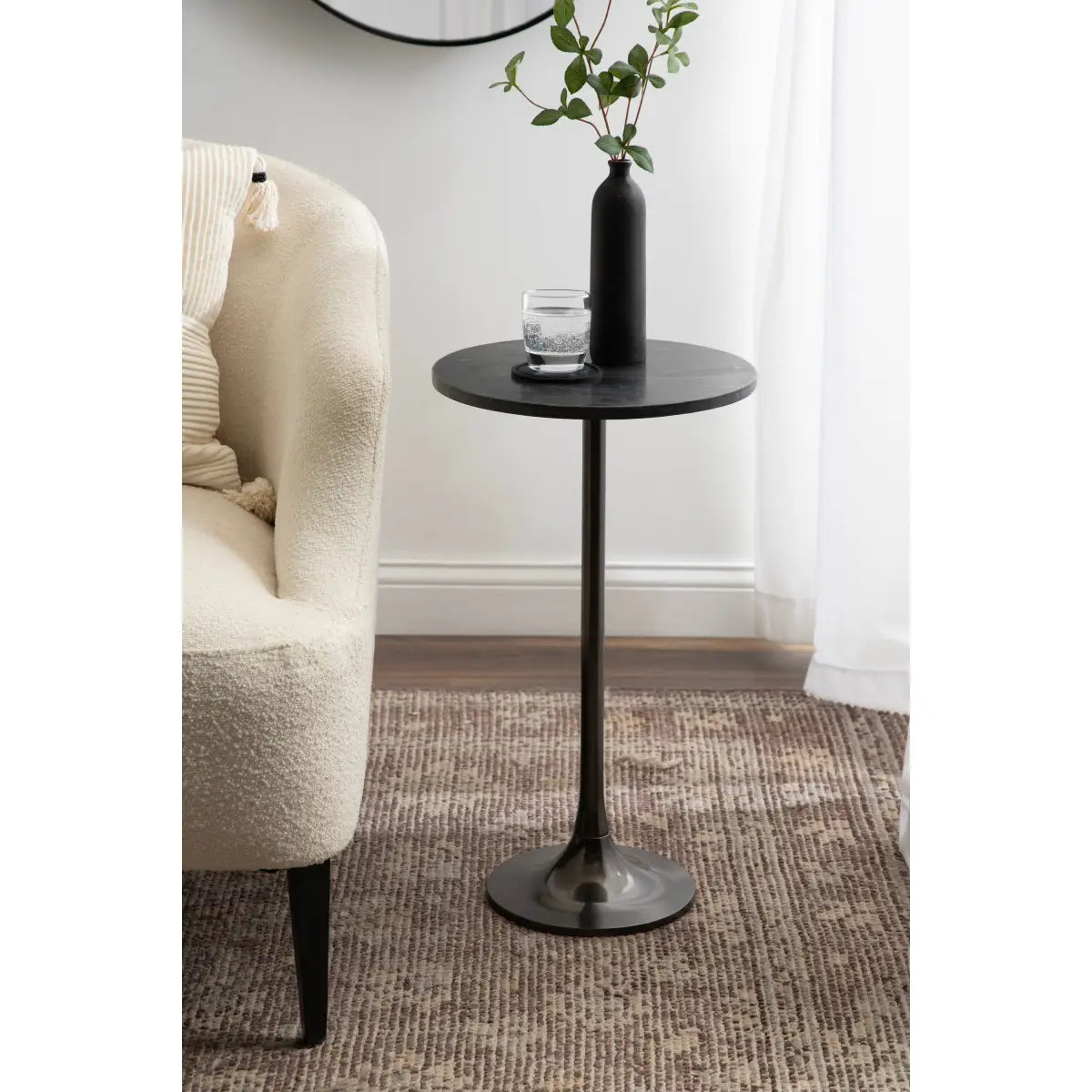 Baronet Round Marble Tulip Table or Plant Stand - kateandlaurel