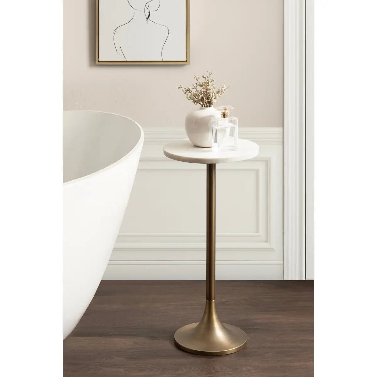 Baronet Round Marble Tulip Table or Plant Stand - kateandlaurel