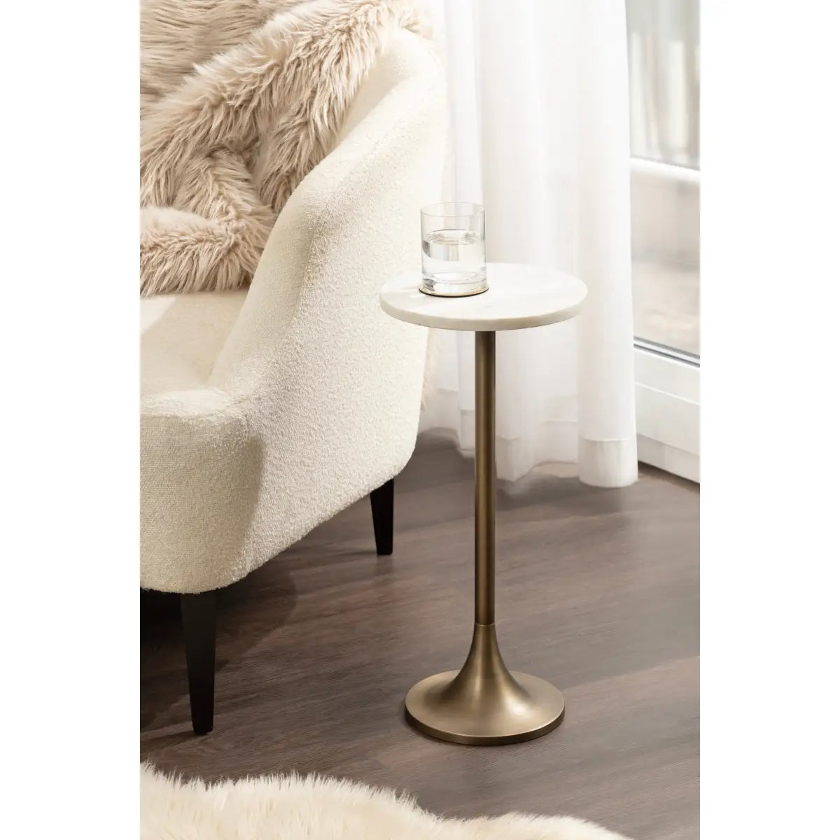 Baronet Round Marble Tulip Table or Plant Stand - kateandlaurel