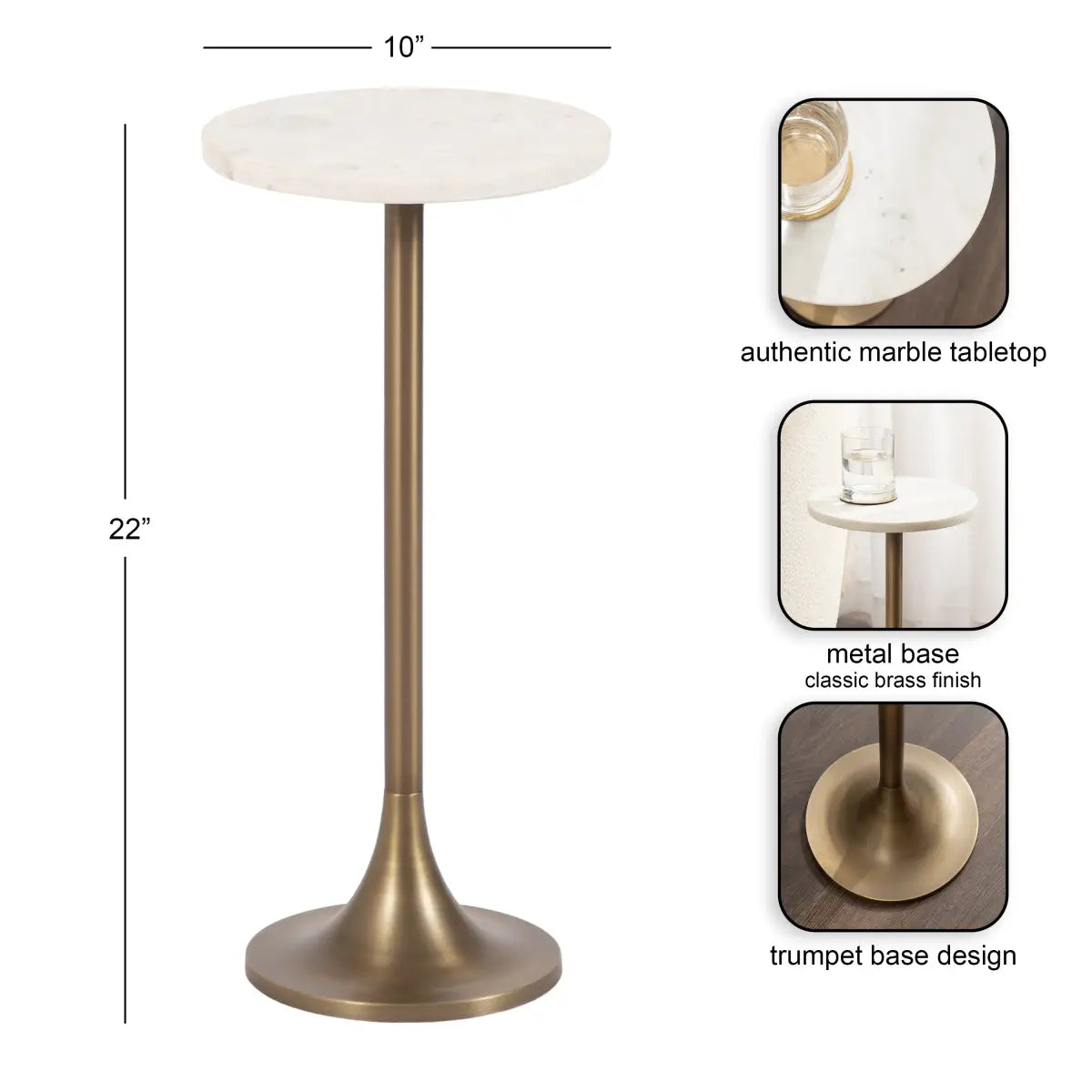 Baronet Round Marble Tulip Table or Plant Stand - kateandlaurel