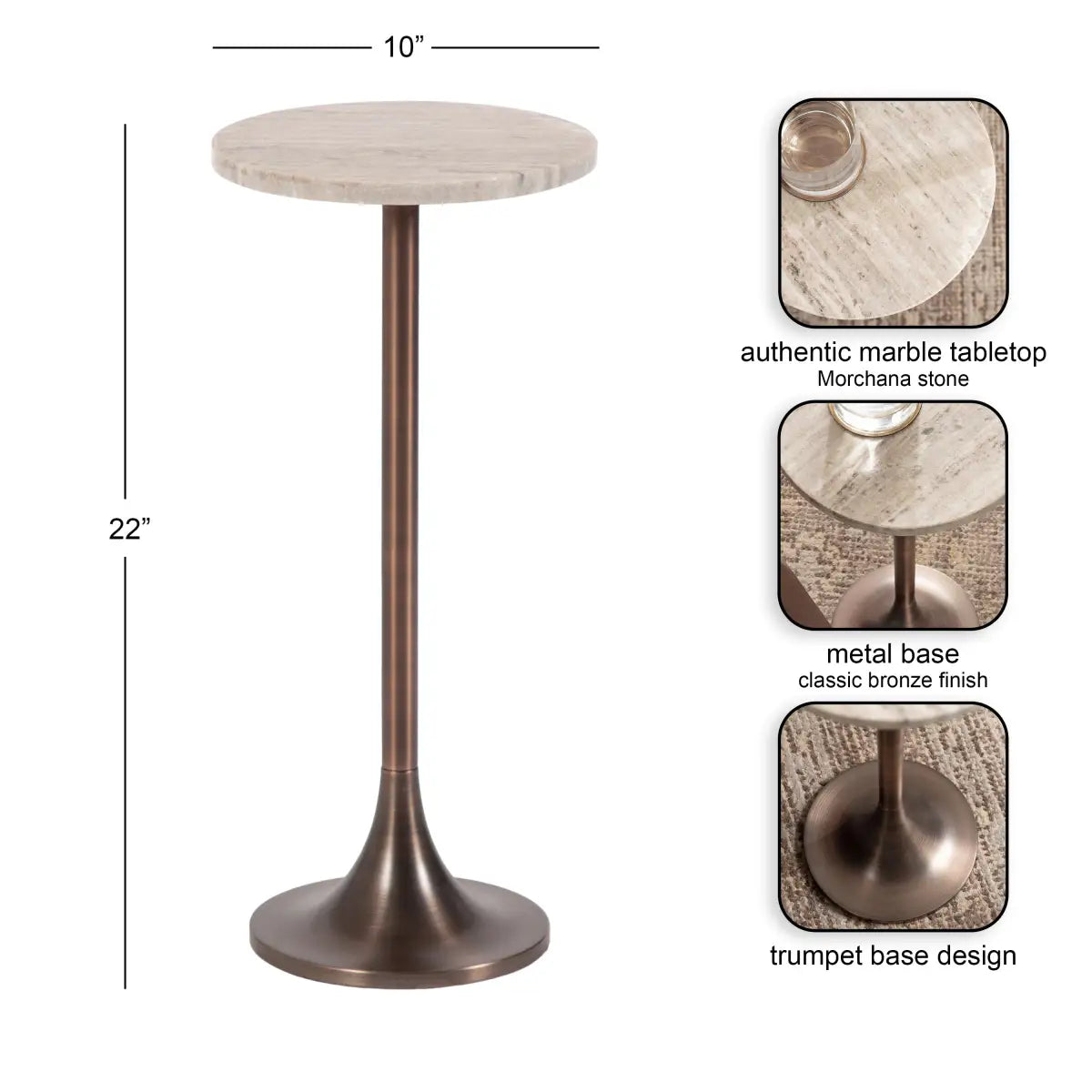 Baronet Round Marble Tulip Table or Plant Stand - kateandlaurel