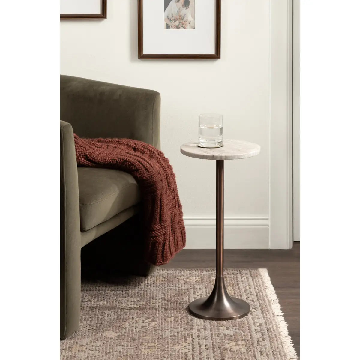 Baronet Round Marble Tulip Table or Plant Stand - kateandlaurel