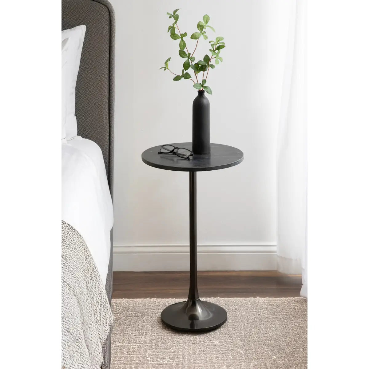 Baronet Round Marble Tulip Table or Plant Stand - kateandlaurel