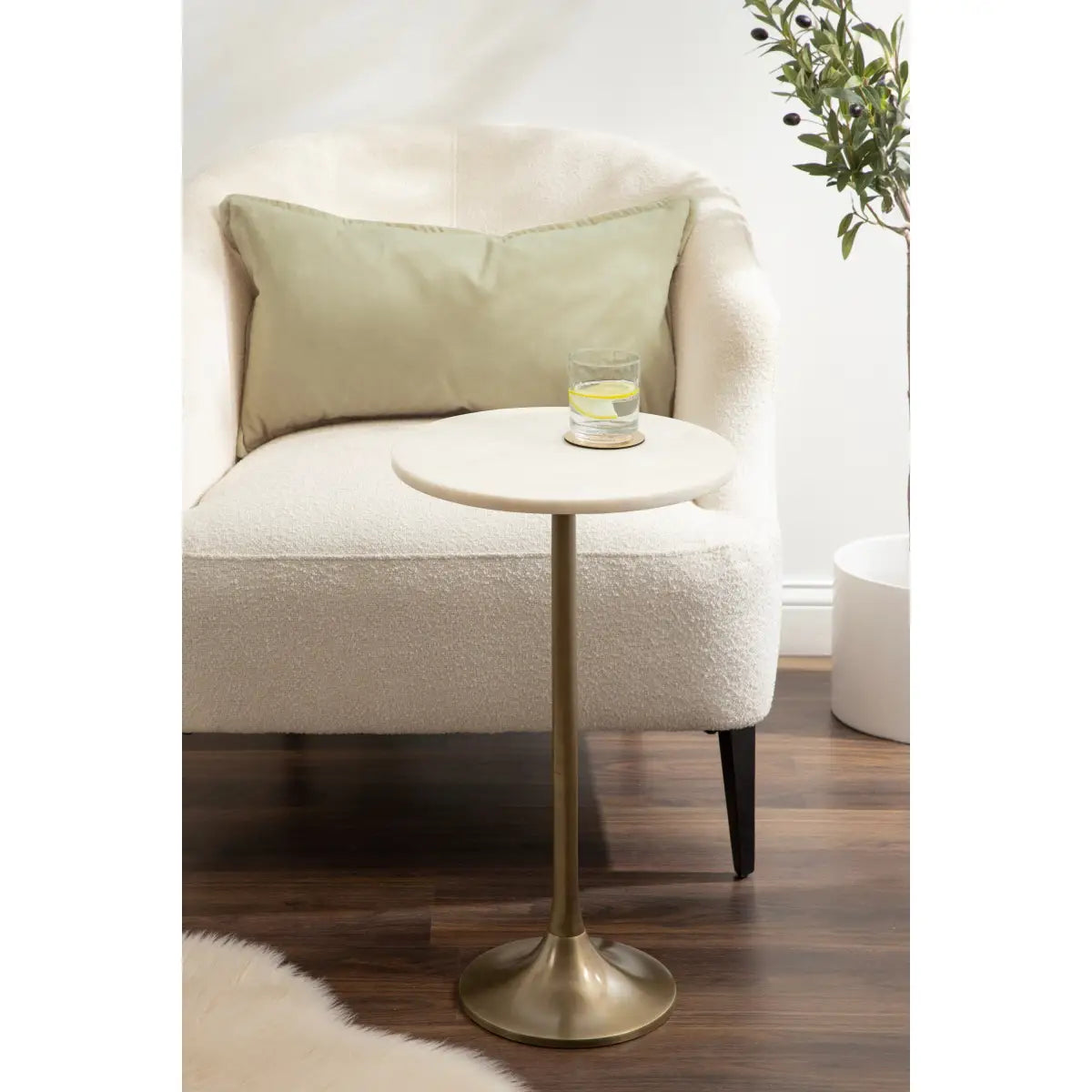 Baronet Round Marble Tulip Table or Plant Stand - kateandlaurel