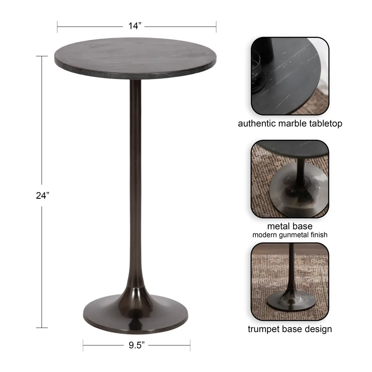 Baronet Round Marble Tulip Table or Plant Stand - kateandlaurel