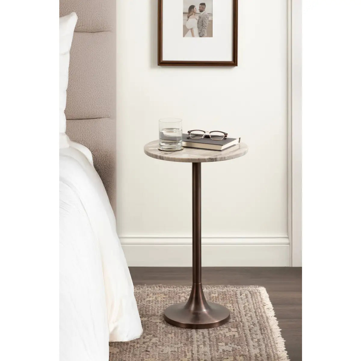 Baronet Round Marble Tulip Table or Plant Stand - kateandlaurel