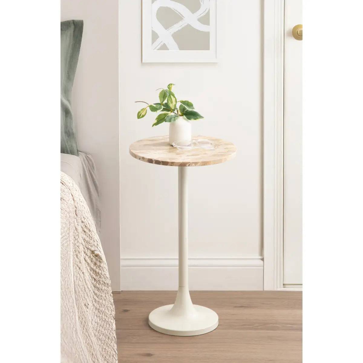Baronet Round Marble Tulip Table or Plant Stand - kateandlaurel