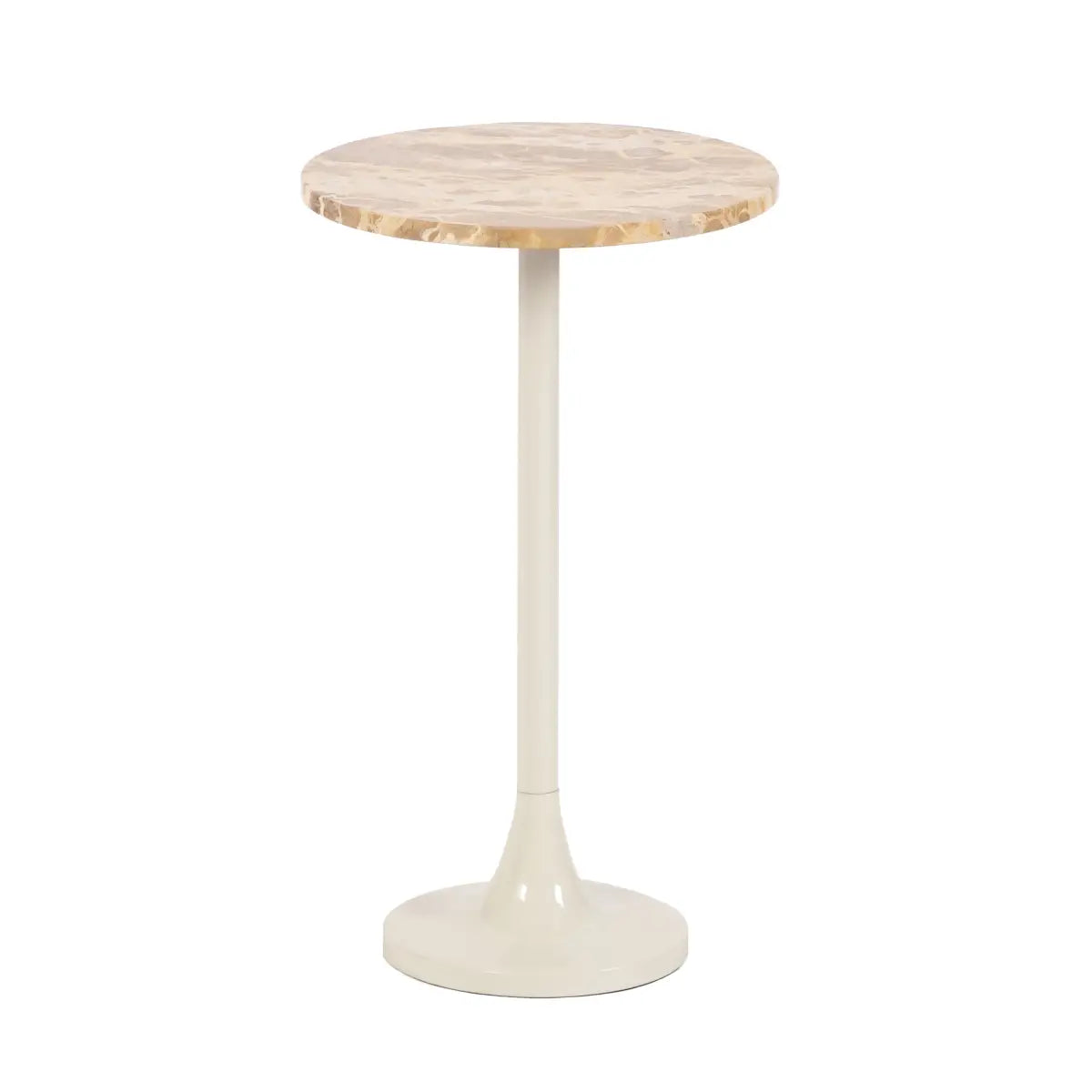 Baronet Round Marble Tulip Table or Plant Stand - White / 14x14x24 - kateandlaurel