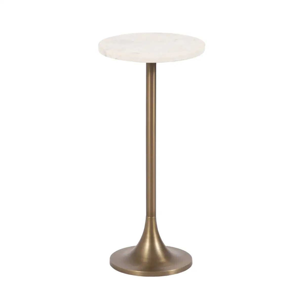 Baronet Round Marble Tulip Table or Plant Stand - White/Gold / 10x10x22 - kateandlaurel