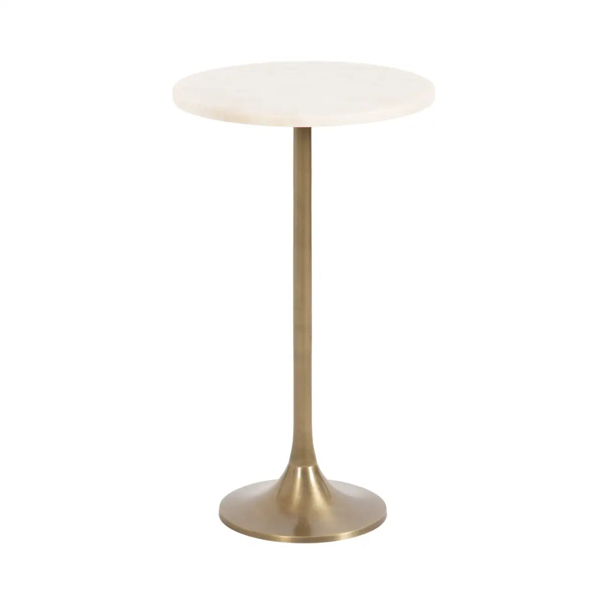 Baronet Round Marble Tulip Table or Plant Stand - White/Gold / 14x14x24 - kateandlaurel