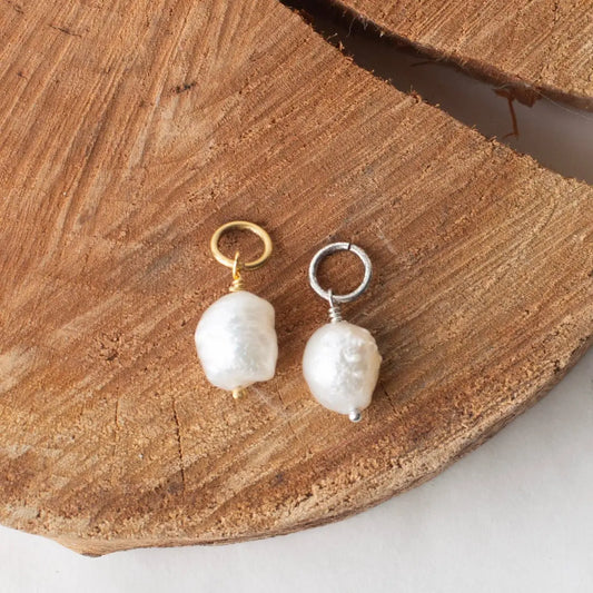 Baroque Freshwater Pearl Charm - Silver or Gold - Bel Kai
