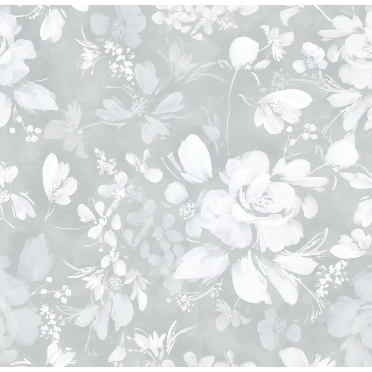 Bates Wallpaper - Flowers - by Taddy Mikelaites - Sample 1 foot by 1 foot / Blue/Gray and White - Loomwell Home Goods