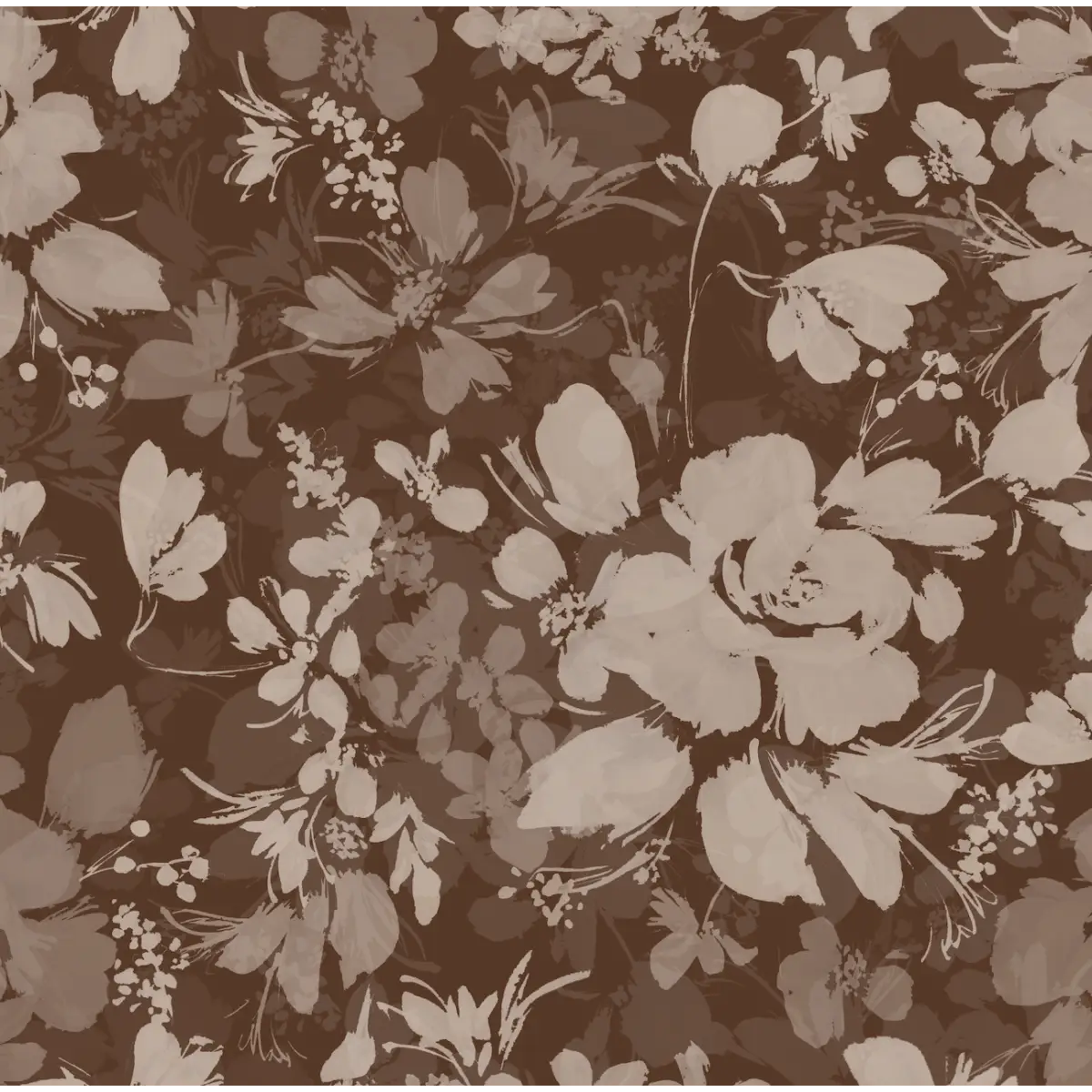 Bates Wallpaper - Flowers - by Taddy Mikelaites - Sample 1 foot by 1 foot / Burgundy - Loomwell Home Goods