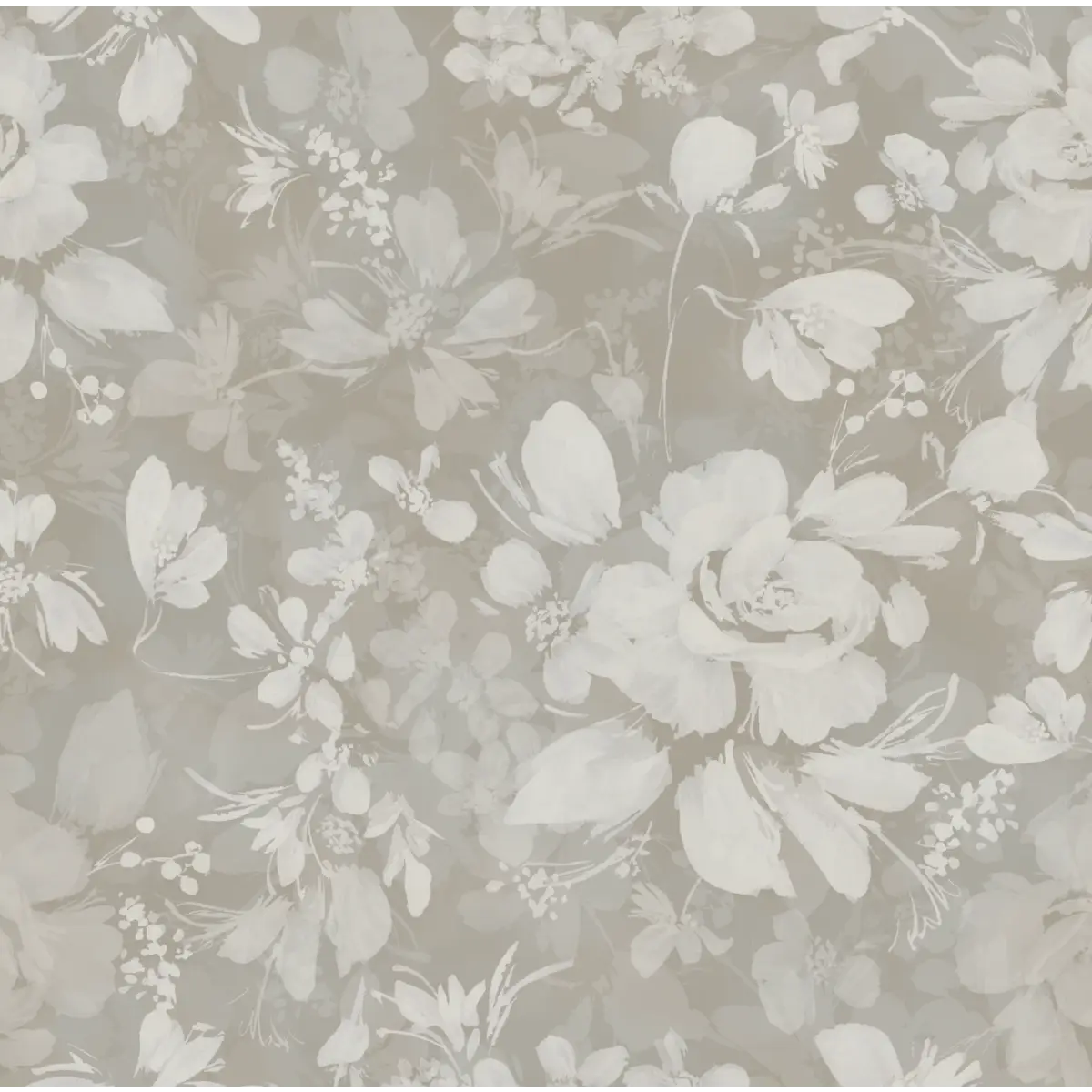 Bates Wallpaper - Flowers - by Taddy Mikelaites - Sample 1 foot by 1 foot / Cream and Charcoal - Loomwell Home Goods
