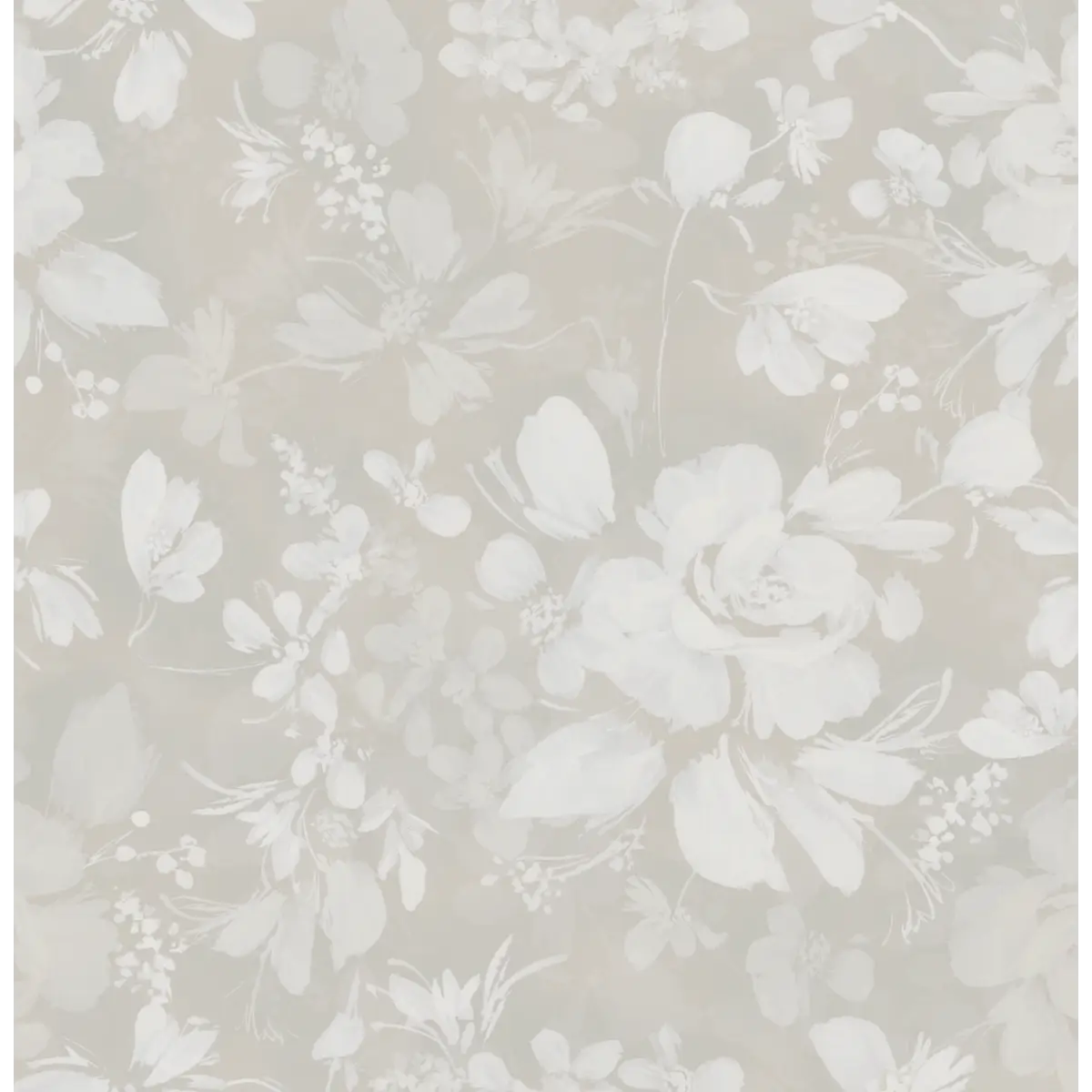 Bates Wallpaper - Flowers - by Taddy Mikelaites - Sample 1 foot by 1 foot / Cream and Taupe - Loomwell Home Goods