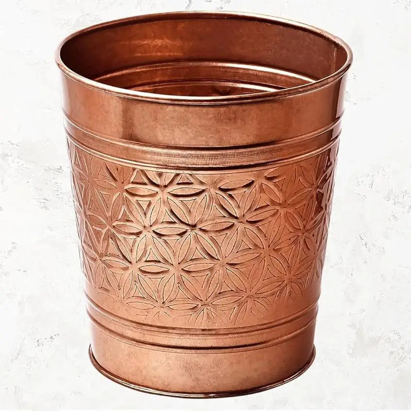 Bathroom Bedroom Metal Trash Can Waste Basket in Copper Finish - HomePacific