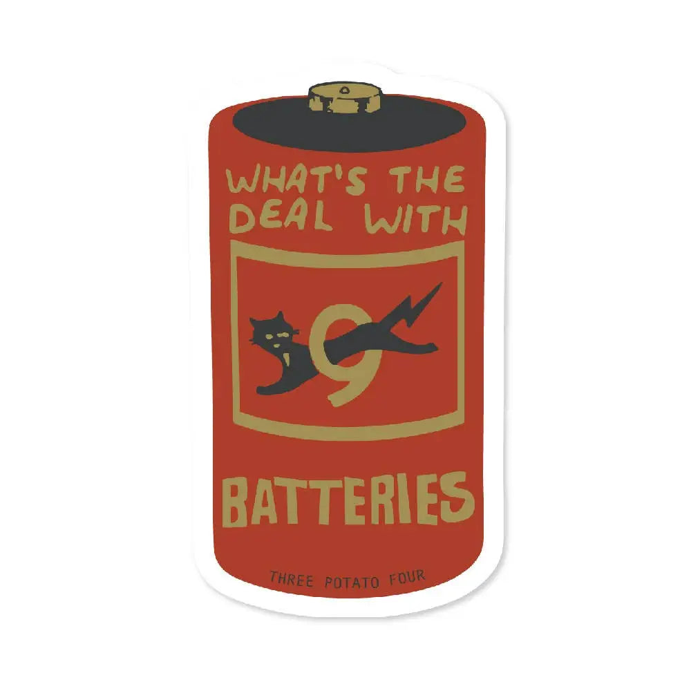 Batteries Vintage Style Sticker - Three Potato Four