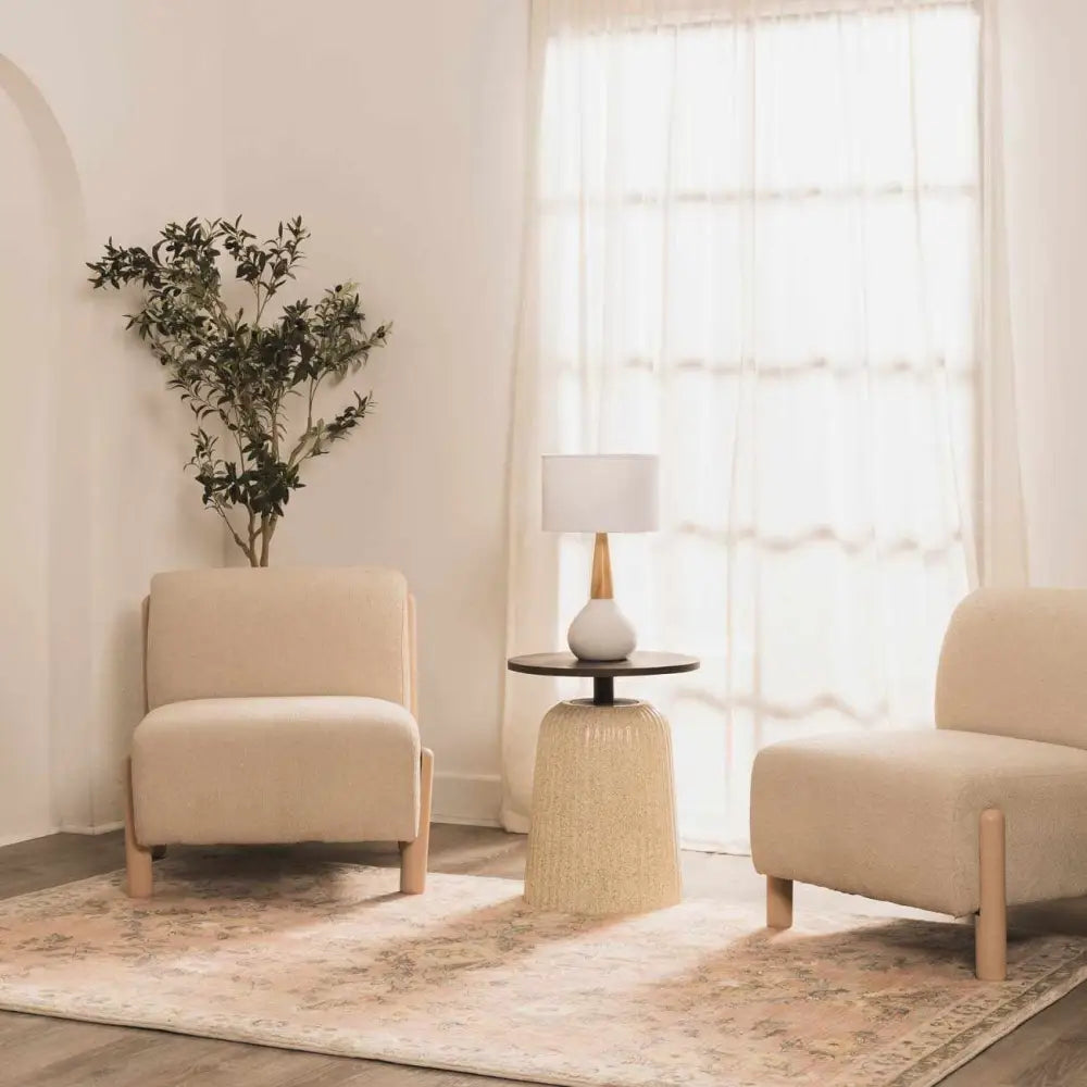 Baugo White Ceramic Table Lamp - 19’’H x 11’’W x 11’’D - Boutique Rugs