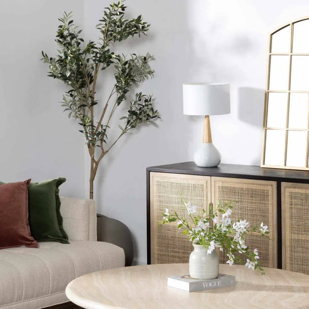 Baugo White Ceramic Table Lamp - 19’’H x 11’’W x 11’’D - Boutique Rugs