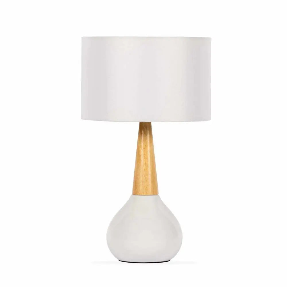 Baugo White Ceramic Table Lamp - 19’’H x 11’’W x 11’’D - Boutique Rugs