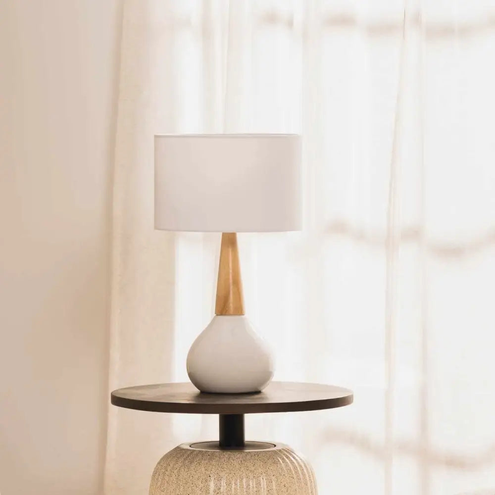 Baugo White Ceramic Table Lamp - 19’’H x 11’’W x 11’’D - Boutique Rugs