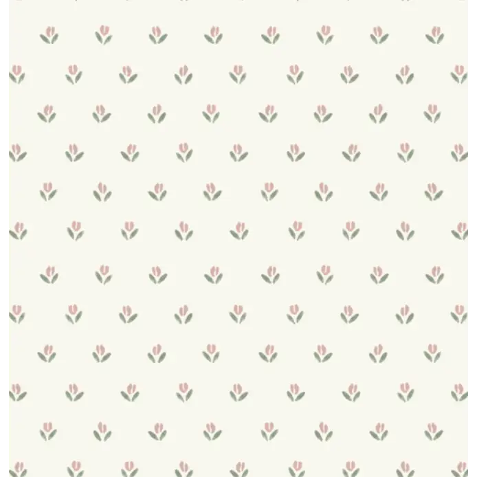 Baylor Wallpaper - Flower Dots for Baby - by Hufton Studio - Sample 1 foot by 1 foot / Pink and Green - Loomwell Home