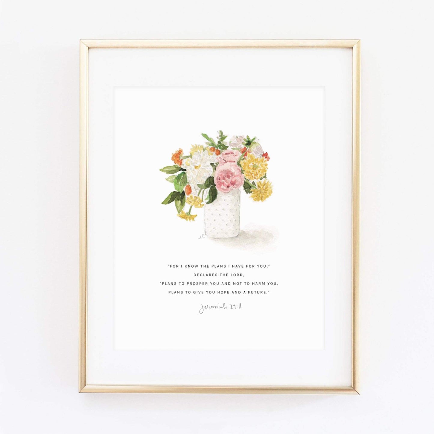 Scripture Art Print - Jeremiah 29:11 Bouquet