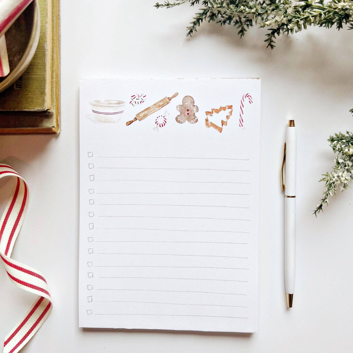 Christmas Checklist Notepad - Bell Wreath