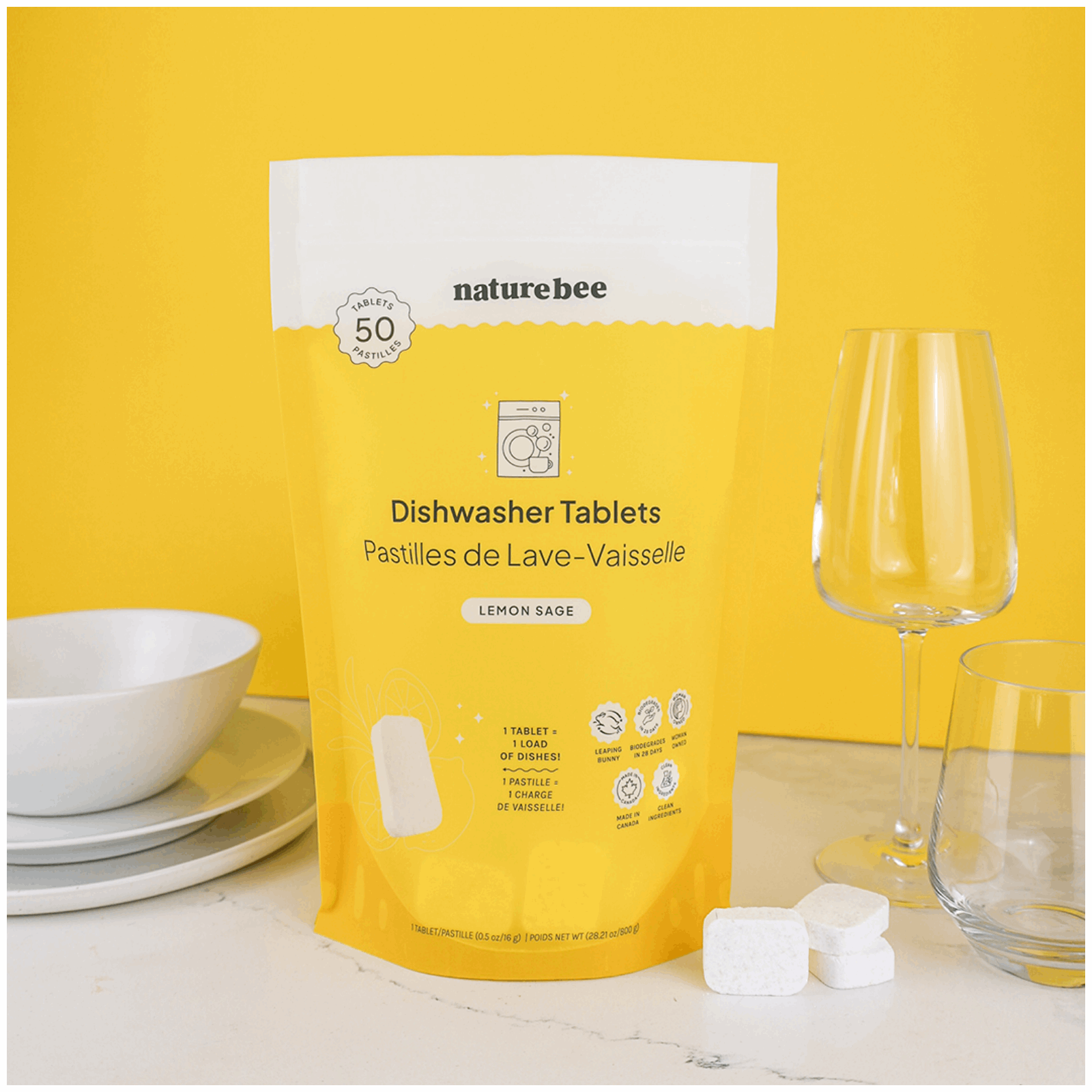 Dishwasher Tablets - Lemon - Bulk - Bag of 50 - NATURE BEE