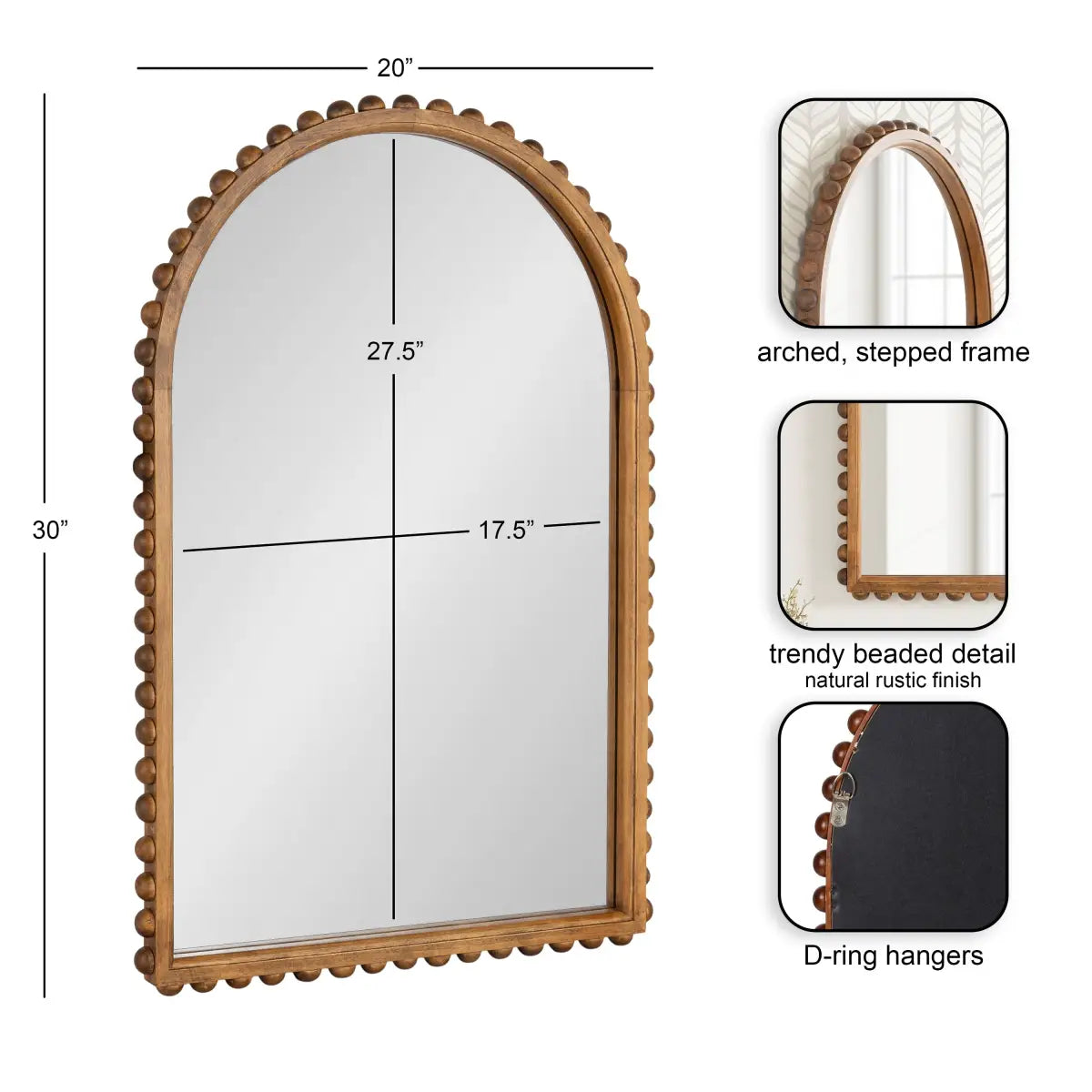 Beadbrook Beaded Arch Wall Mirror - kateandlaurel