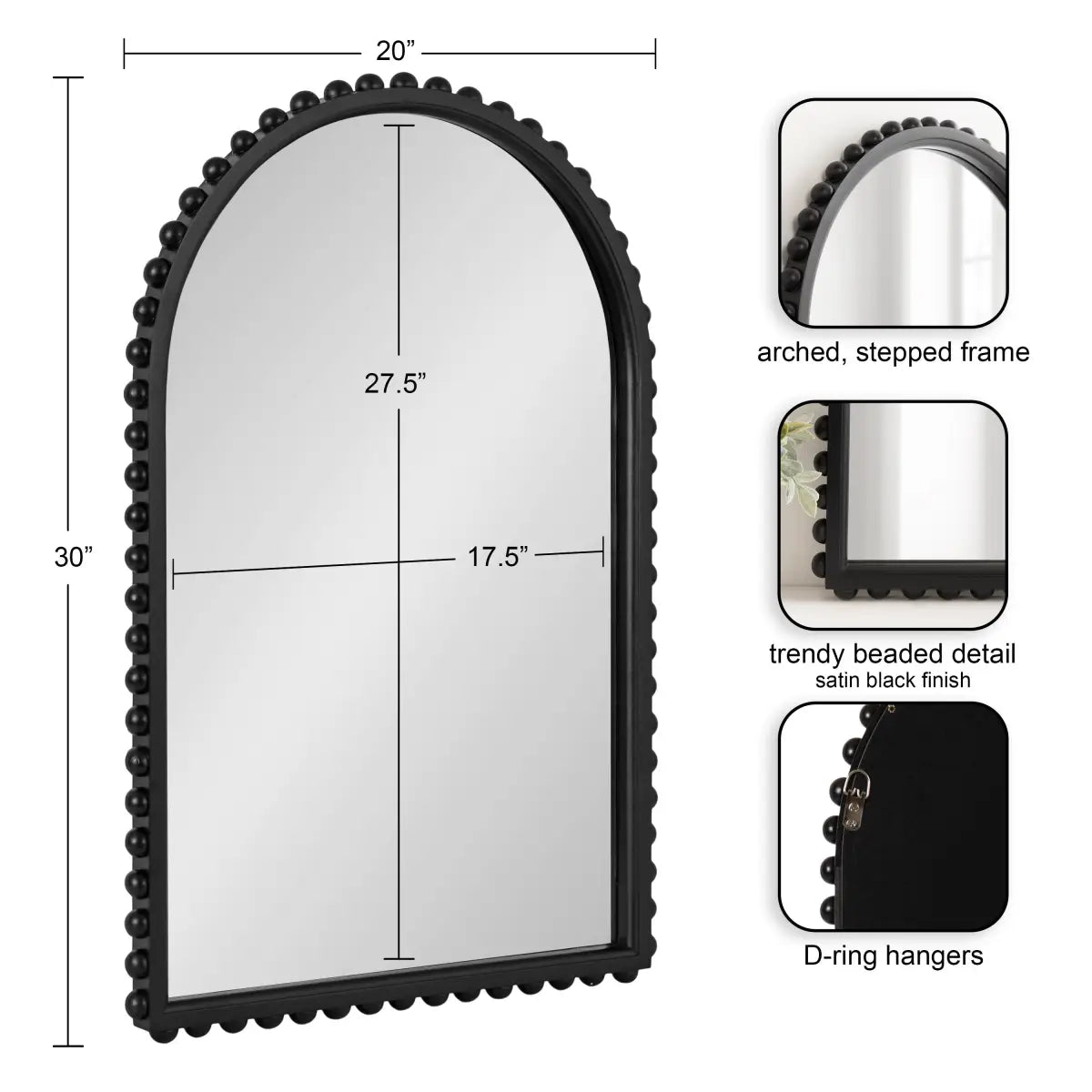 Beadbrook Beaded Arch Wall Mirror - kateandlaurel