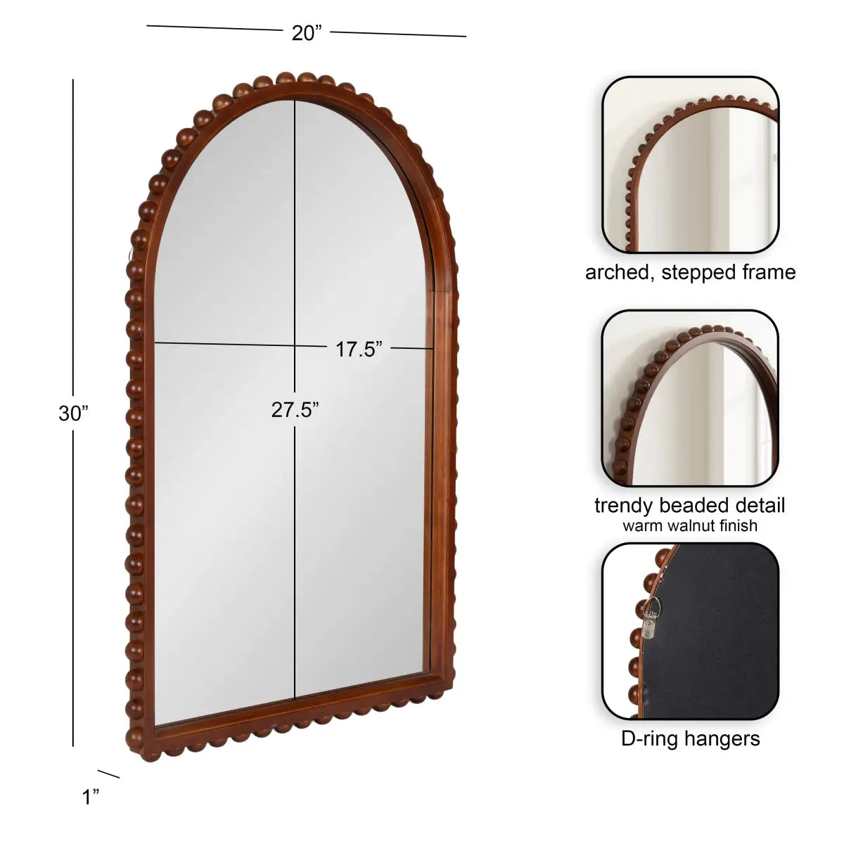 Beadbrook Beaded Arch Wall Mirror - kateandlaurel