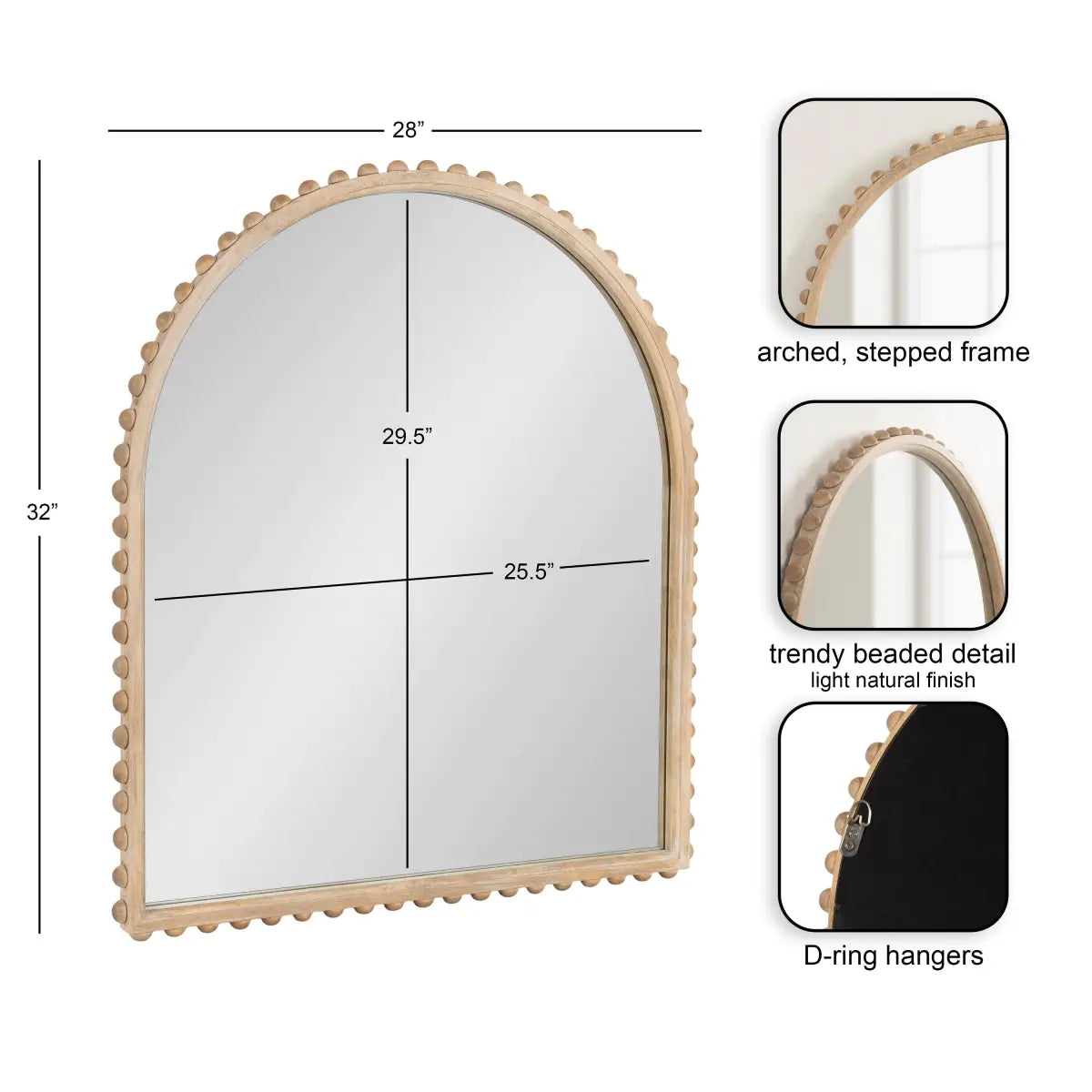 Beadbrook Beaded Arch Wall Mirror - kateandlaurel