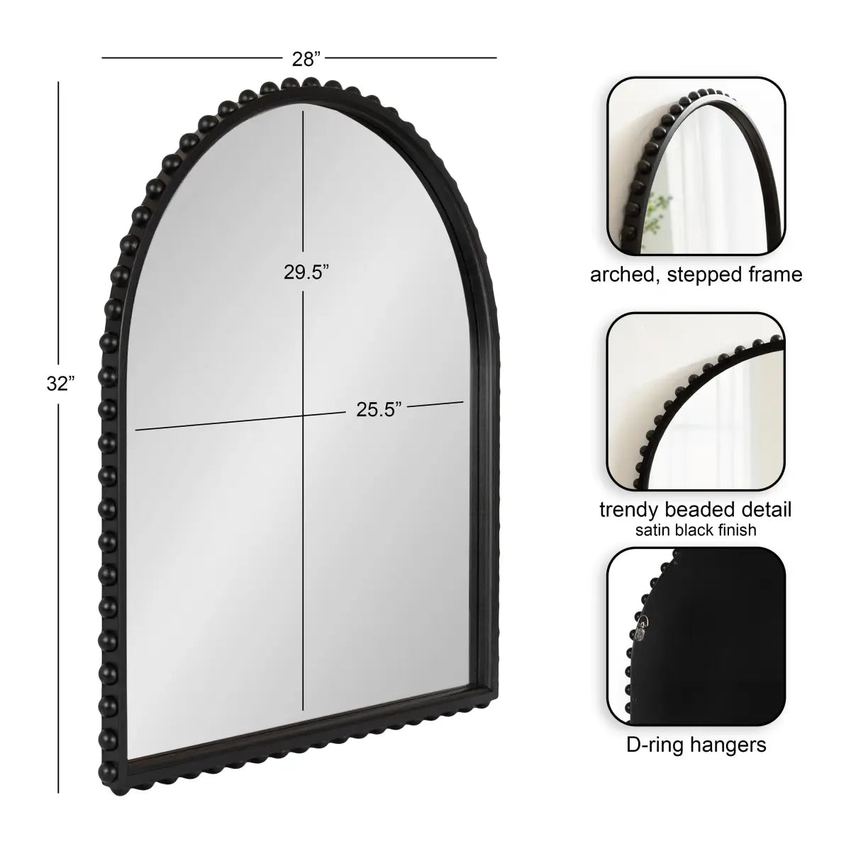 Beadbrook Beaded Arch Wall Mirror - kateandlaurel