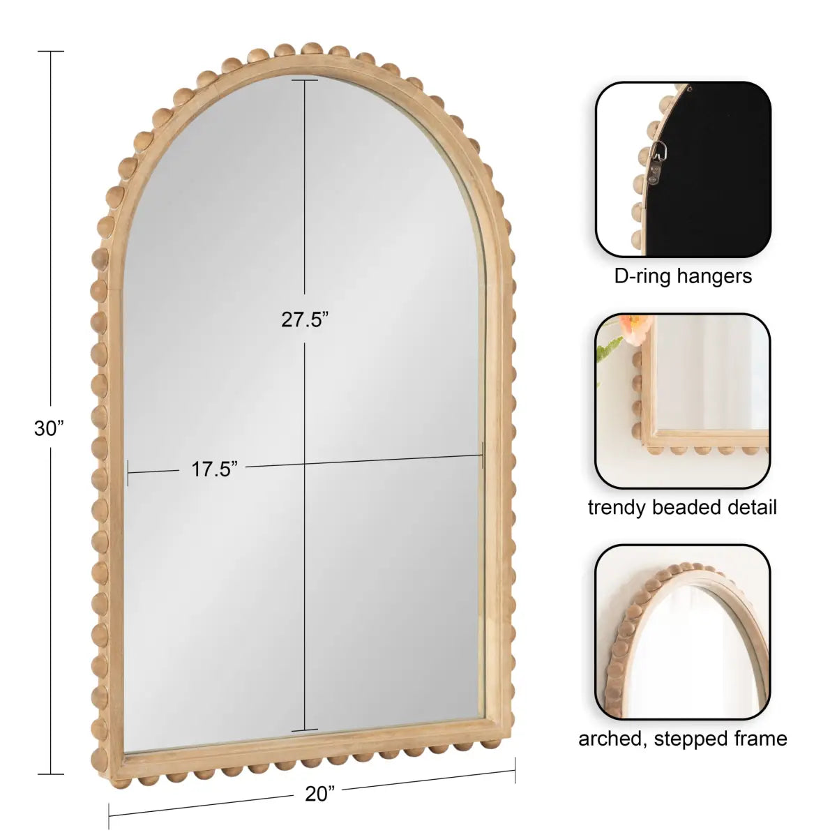 Beadbrook Beaded Arch Wall Mirror - kateandlaurel