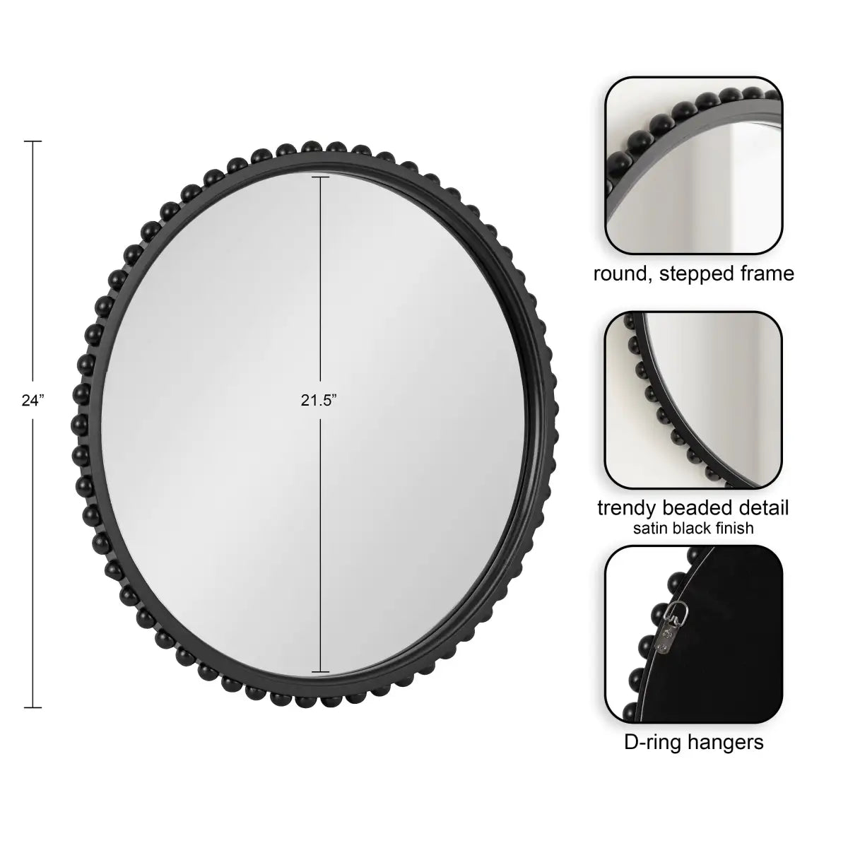 Beadbrook Beaded Round Wall Mirror - kateandlaurel