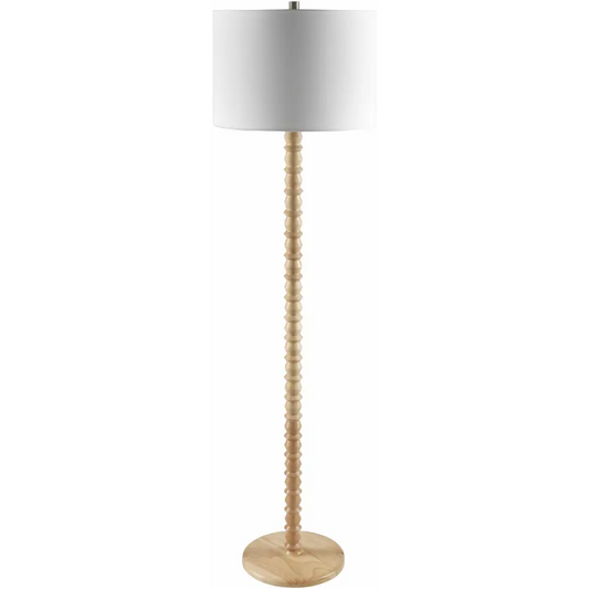 Beaded Wood Floor Lamp with Drum Shade - 61’’H x 16’’W x 16’’D Clip Point - Boutique Rugs