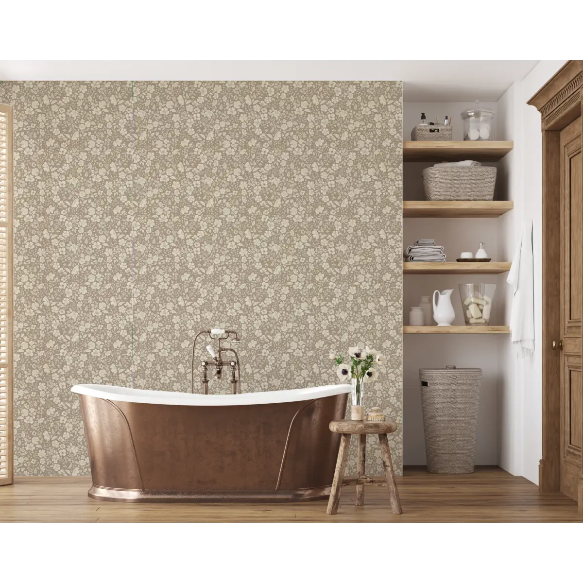 Beatrice Wallpaper - Bold Detailed Flowers - by Daphne and Sage - Loomwell Home Goods
