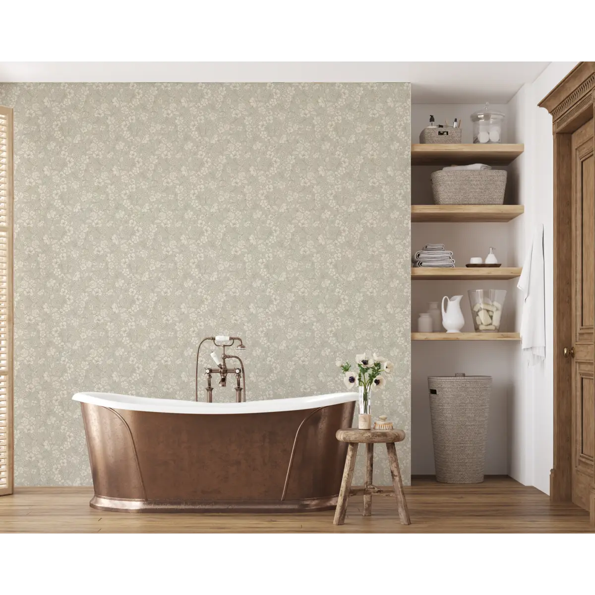 Beatrice Wallpaper - Bold Detailed Flowers - by Daphne and Sage - Loomwell Home Goods