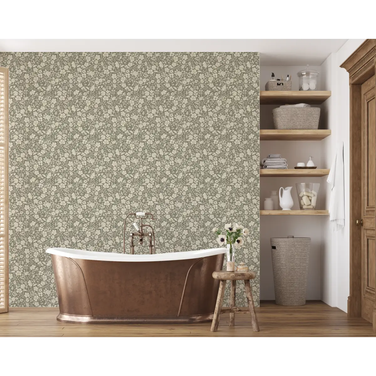 Beatrice Wallpaper - Bold Detailed Flowers - by Daphne and Sage - Loomwell Home Goods