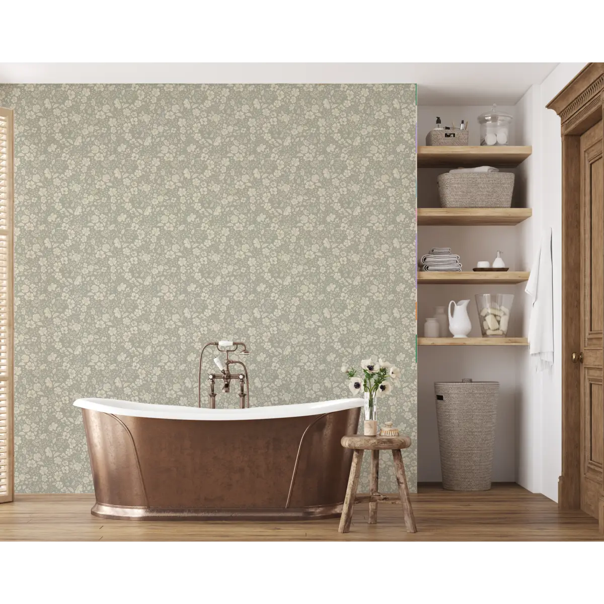 Beatrice Wallpaper - Bold Detailed Flowers - by Daphne and Sage - Loomwell Home Goods