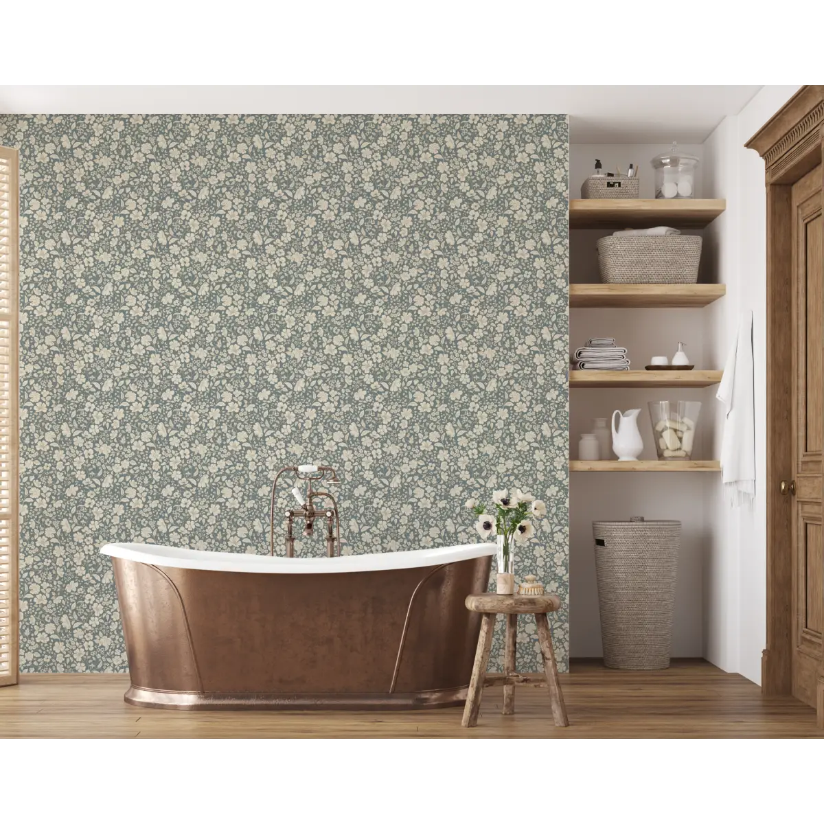 Beatrice Wallpaper - Bold Detailed Flowers - by Daphne and Sage - Loomwell Home Goods