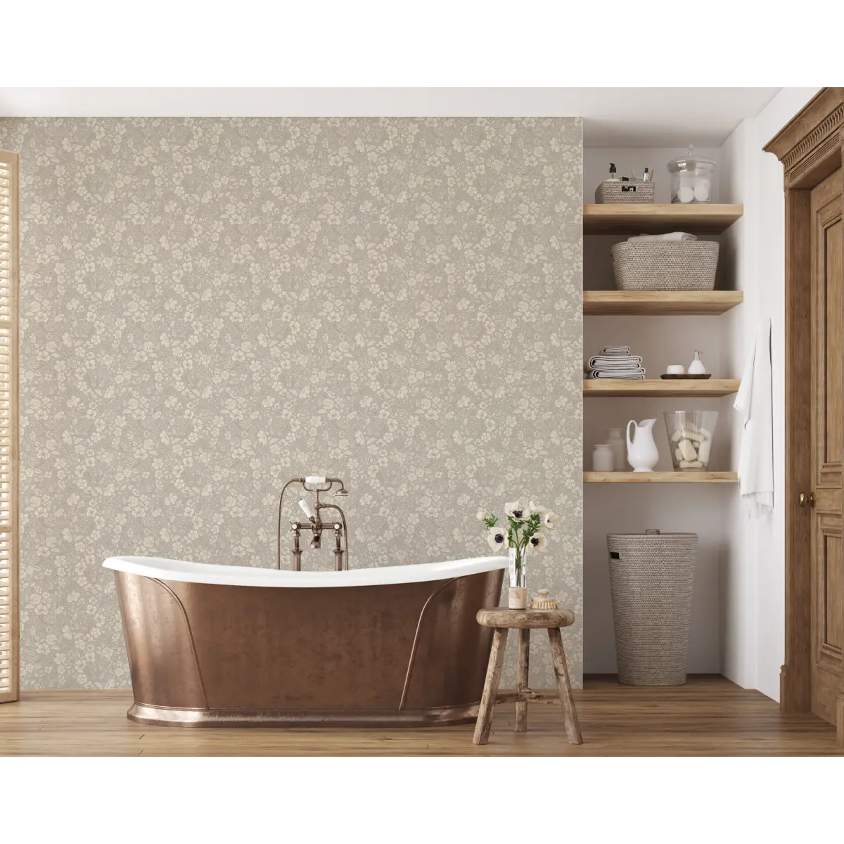 Beatrice Wallpaper - Bold Detailed Flowers - by Daphne and Sage - Loomwell Home Goods