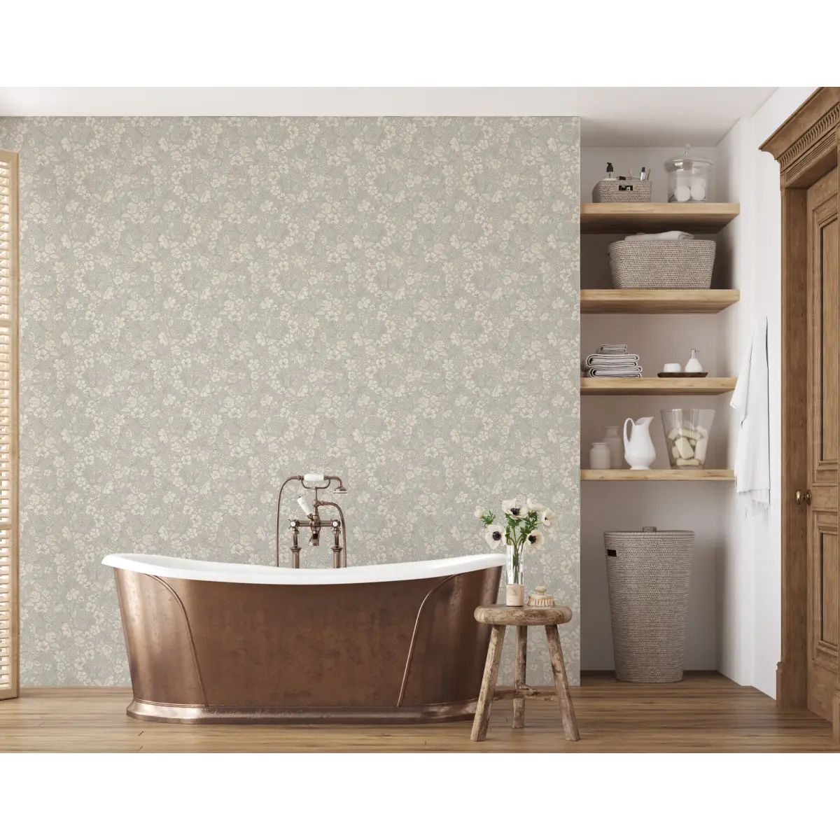 Beatrice Wallpaper - Bold Detailed Flowers - by Daphne and Sage - Loomwell Home Goods
