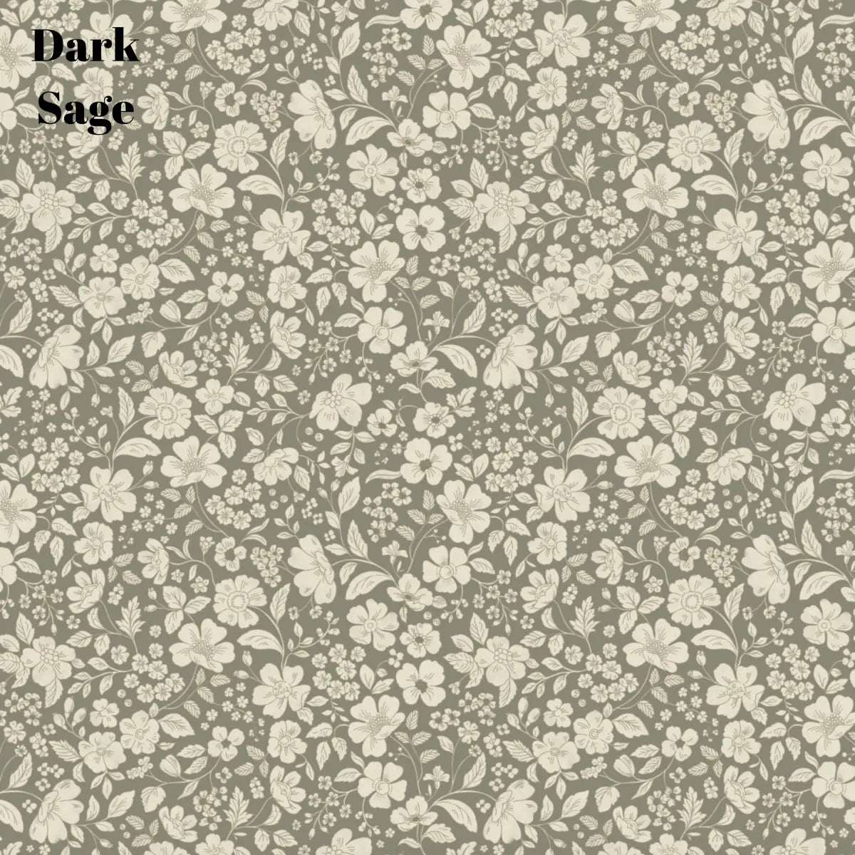 Beatrice Wallpaper - Bold Detailed Flowers - by Daphne and Sage - Sample 1 foot by 1 foot / Dark Sage - Loomwell Home