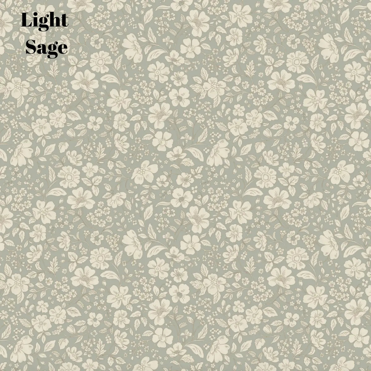 Beatrice Wallpaper - Bold Detailed Flowers - by Daphne and Sage - Sample 1 foot by 1 foot / Light Sage - Loomwell Home