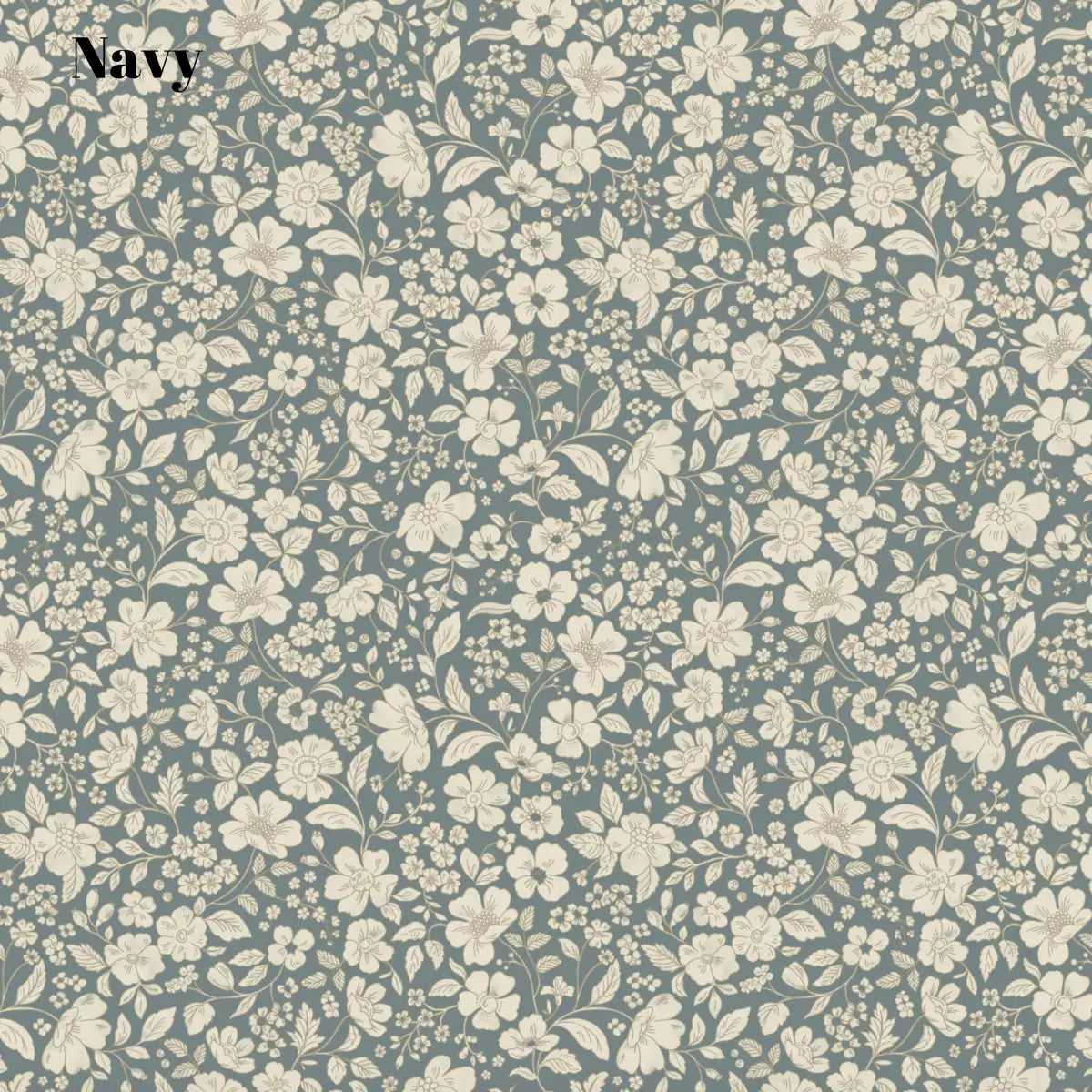 Beatrice Wallpaper - Bold Detailed Flowers - by Daphne and Sage - Sample 1 foot by 1 foot / Navy - Loomwell Home Goods